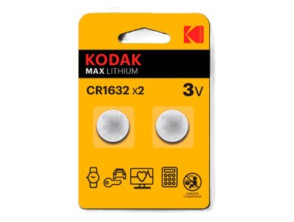 PILAS CR1632 KODAK BOTON LITIO PACK 2 UNIDADES (ecotasa incl) 3V