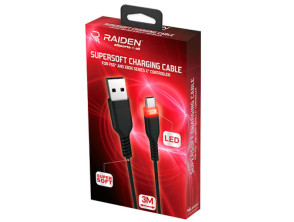 RAIDEN SUPERSOFT CHARGING CABLE LED (3M) (PX5/XBX/SWITCH)
