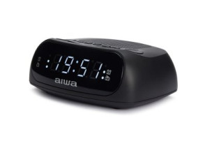 RADIO DESPERTADOR AIWA CR-09J AM/FM NEGRO DOBLE ALARMA BATERIA DE RESPALDO