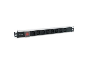 Tomas tipo IEC C13 con interruptor - Regleta Alimentación Aluminio Rack 19" 1U - 8 tomas - Cable 1.8m