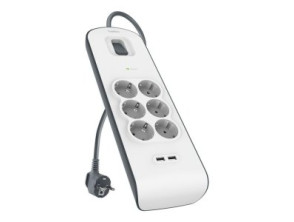 Añadir a la cesta Regleta de Alimentación Belkin BSV604VF2M-V2 con Protección contra Sobretensiones y 6 Tomas + 2 USB-A 2,4 Botón Regleta de Alimentación Belkin BSV604VF2M-V2 con Protección contra Sobretensiones y 6 Tomas + 2 USB-A 2,4 Botón