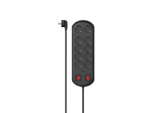 REGLETA ALIMENTACIÓN HAMA CON 10 TOMAS Y 2 INTERRUPTORES - 2M - NEGRO