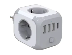 Regleta Cubo - Adaptador de enchufe 3x Tipo F 3x USB-A 1x USB-C
