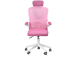 Silla Ergonómica Mars Gaming Rosa y Blanco - Reposacabezas - Malla Transpirable