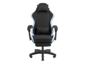 Silla Gamer Mars Gaming MGCXFGRBL Negra y Azul Reclinable Reposabrazos Ajustable Reposapiés Cojines