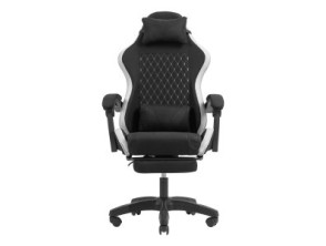 SILLA GAMER MARS GAMING NEGRA Y BLANCA RECLINABLE REPOSABRAZO AJUSTABLE REPOSAPIES COJINES