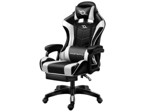 Silla Gaming PowerGaming con Reposapiés - Negro/Blanco
