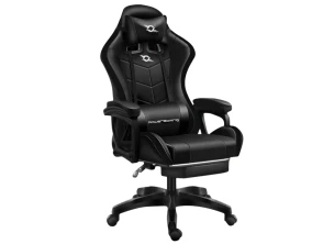 Silla Gaming PowerGaming Negro con Masaje y Altavoz Bluetooth - Reposapiés