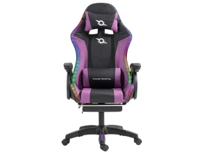 Silla PowerGaming LED RGB con Reposapiés - Negro y Lila