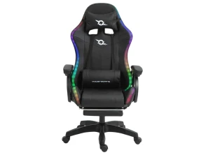 PowerGaming LED RGB Silla con 7 puntos de masaje y reposapiés en Negro