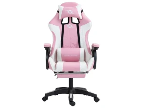 PowerGaming Silla 7 puntos de Masaje Reposapiés Blanco+Rosa - Modelo PowerGaming - Categoría
