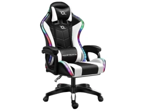 Silla Gaming PowerGaming LED RGB Blanco/Negro