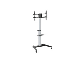 SOPORTE DE SUELO CON RUEDAS EQUIP PARA PANTALLAS DE 37-86" COLOR PLATA CON ESTANTE Max. VESA 600x400