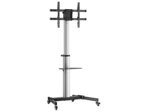 AISENS Floor Stand con Ruedas para Monitor/TV 50Kg de 37-86 Pulgadas, Negro-Plata