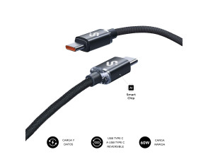 CABLE OPTIMUS 60W USB-C/USB-C 1 M NEGRO SUBBLIM
