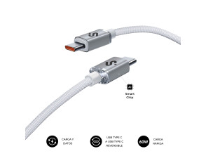 CABLE OPTIMUS 60W USB-C/USB-C 2 M BLANCO SUBBLIM