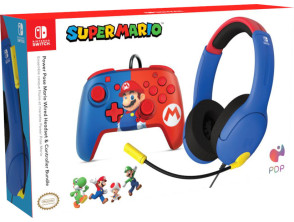 PDP POWER POSE SUPER MARIO BROS WIRED HEADSET LVL40 +CONTROLLER ( SWITCH 2 / LITE / OLED )