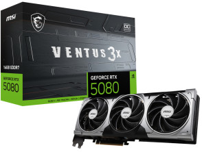 MSI VENTUS GeForce RTX5080 16G 3X OC NVIDIA GeForce RTX 5080 16 GB GDDR7, Tarjeta gráfica