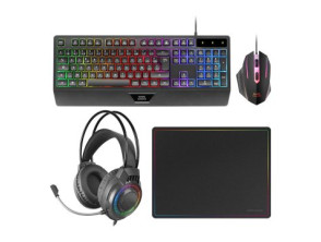 TECLADO MOUSE HEADSET Y ALFOMBRILLA MARS GAMING RGB 3200DPI NEGRO H-MECH
