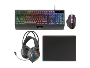 TECLADO MOUSE HEADSET Y ALFOMBRILLA MARS GAMING RGB H-MECH 3200DPI NEGRO FRANCES