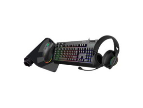 Pack Gaming UNYKA Nova 4in1 RGB Membrana Negro Teclado + Mouse + Headset + Alfombrilla 7200 DPI