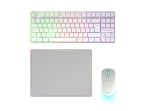 TECLADO MOUSE Y ALFOMBRILLA MARS GAMING BLANCO FRGB RAINBOW 3200DPI