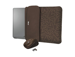 Trust Yvo Corazones Funda+Ratón 15.6'' Marrón