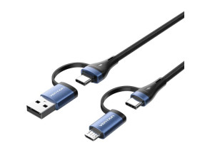Cable USB Vention 2.0 Tipo USB-C/MicroUSB/M AZUL/NEGRO 1M