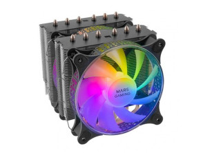 VENTILADOR CON DISIPADOR MARS GAMING MCPU-XT BLACK DUAL ARGB - 6 HEATPIPES TDP 300W DOBLE DIS