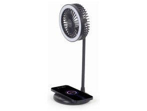 Ventilador Lámpara y Cargador Inalámbrico Gembird TA-WPC10-LEDFAN-01 Negro