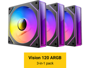 Añadir a la cesta Kit 3 Ventiladores Auxiliar Antec Vision 120 A-RGB Negro Kit 3 Ventiladores Auxiliar Antec Vision 120 A-RGB Negro