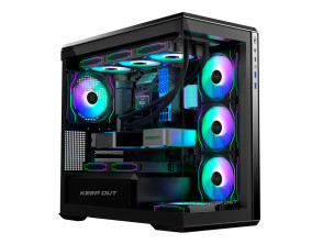 CAJA KEEPOUT MICROATX XC-905 PRO+ NEGRO CRISTAL TEMP 1x3.5” 1x2.5” 1xUSB2.0 1xUSB3.0 GPU MAX 430mm