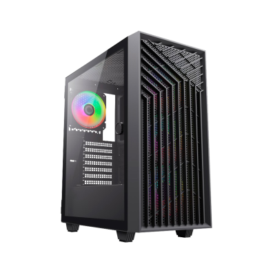 CAJA ATX COOLBOX GA300 ARGB GRID LINE | CRISTAL TEMPLADO | NEGRO