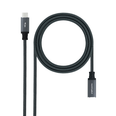 Cable USB-C 3.2 Gen2x2 20Gbp 100W/5A Mallado 2M Negro Nanocable