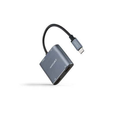 Conversor USB-C NANOCABLE a 2xHDMI/USB 2.0/PD 15CM