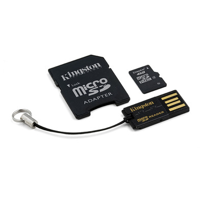 MICRO SD KINGSTON 4GB MULTIKIT CON ADAPTADOR SD + USB CLASE 4 MB