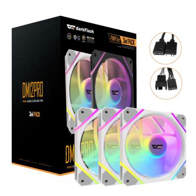 VENTILADOR AUXILIAR DM-12 120 PRO A-RGB BLANCO DARKFLASH KIT 3