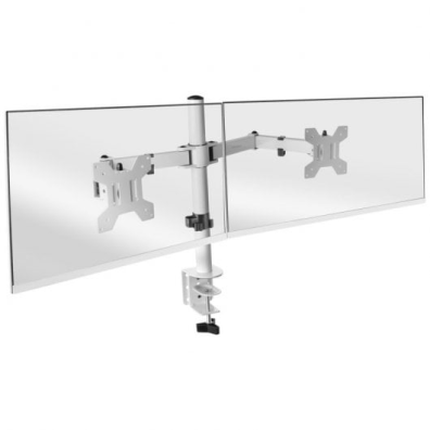 SOPORTE DE MESA GAS MARS GAMING MARMPRO2 2 PANTALLAS 13" A 27" MAX 10KG VESA 75x75 100x100 BLANCO - hasta 10kg