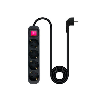 Regleta Protectora 4 Tomas con Interruptor Negro Nanocable - Sistema de Protección