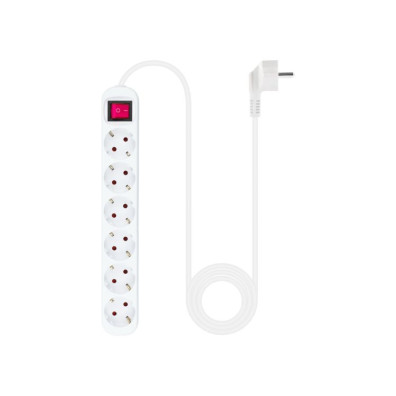 Regleta Protectora Nanocable Blanco con Interruptor - 6 Tomas