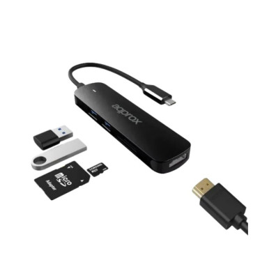 DOCKING USB-C APPROX APPC45 CON 2 PUERTOS USB 1 PUERTO HDMI 4K/30Hz Y LECTOR DE TARJETAS SD/MICRO SD