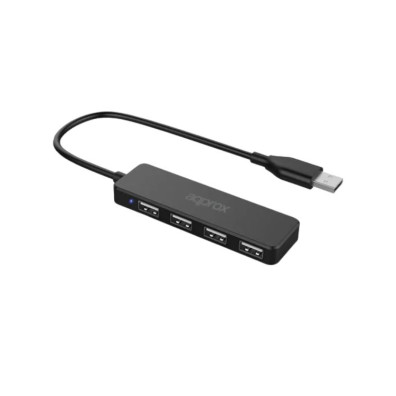 HUB 4 Puertos USB 2.0 Negro - Marca APPROX