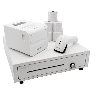 Kit TPV ApproxCash01 Blanco + Scan AppLS11ASWH + Imp. Term. AppPOS80AMUS + Papel CYT8060B