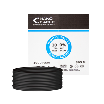 Bobina de Cable de Red RJ45 Cat5e UTP Rígido Awg24 Impermeable Nanocable 305m