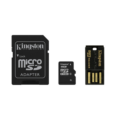 MICRO SD KINGSTON 4GB MULTIKIT CON ADAPTADOR SD + USB CLASE 4 MB