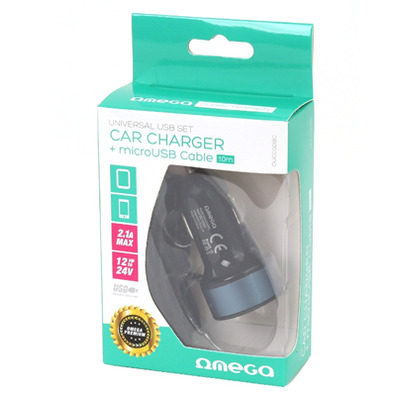 Cargador de Coche Omega 2xUSB AZUL OSCURO