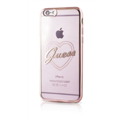 Funda TPU Transparente Heart Oro Rosa Apple iPhone 6/6S Guess
