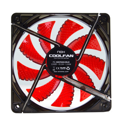 Nox Ventilador Caja Cool Fan 12cm Led Rojo