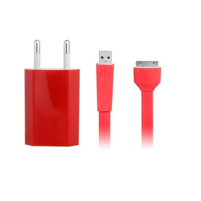 Cargador Flat Cable para iPhone (Rojo)