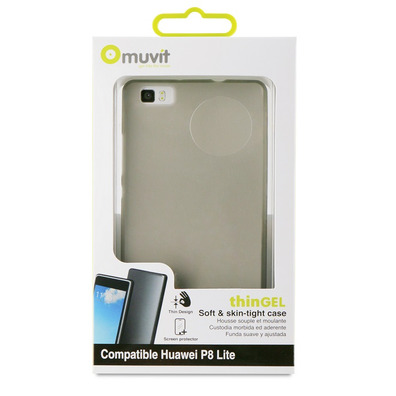 Funda Minigel Negro Transparente + Protector Huawei P8 Lite Muvit
